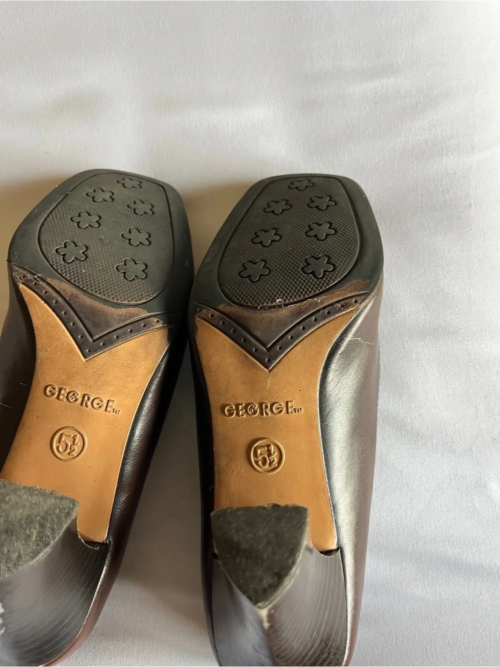 George Brown Heeled Loafers Size 5.5 Synthetic Leather Shoes